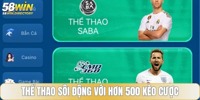 Thể thao 58WIN sôi động với hơn 500 kèo cược
